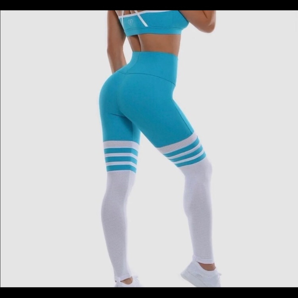 ISO Blue Thigh High Sock Leggings Size L or XL